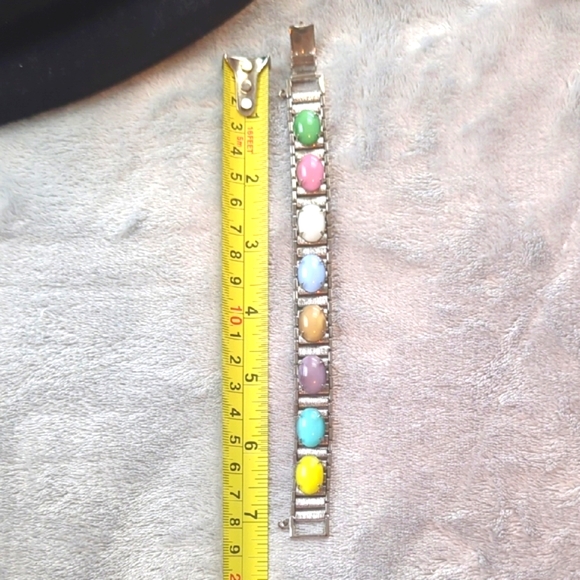 Vtg SARAH COVENTRY Party Pastels Bracelet, Silvertone, Multi Color Stones - Picture 5 of 7